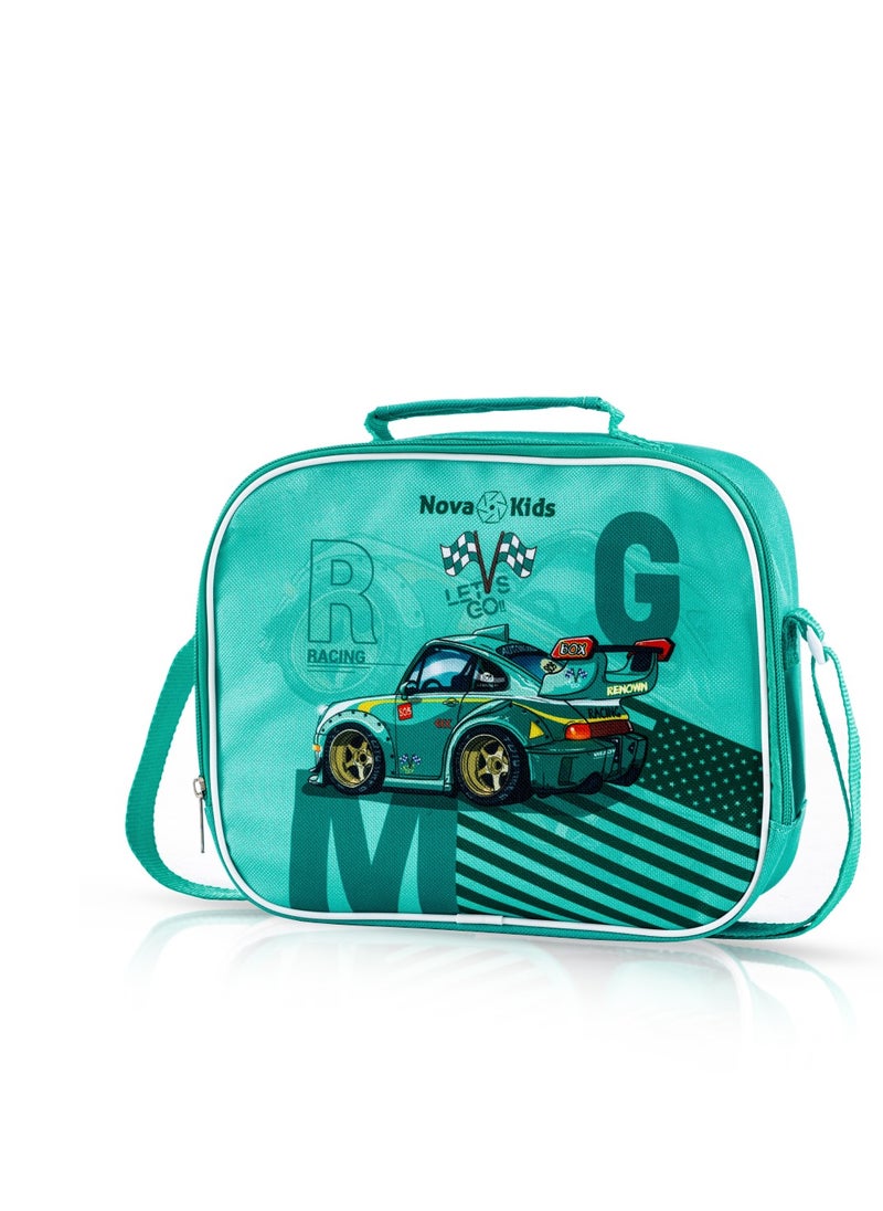 Nova kids - صندوق غداء وزجاجة مياه مع حقيبة غداء - أخضر سباق - Image 1