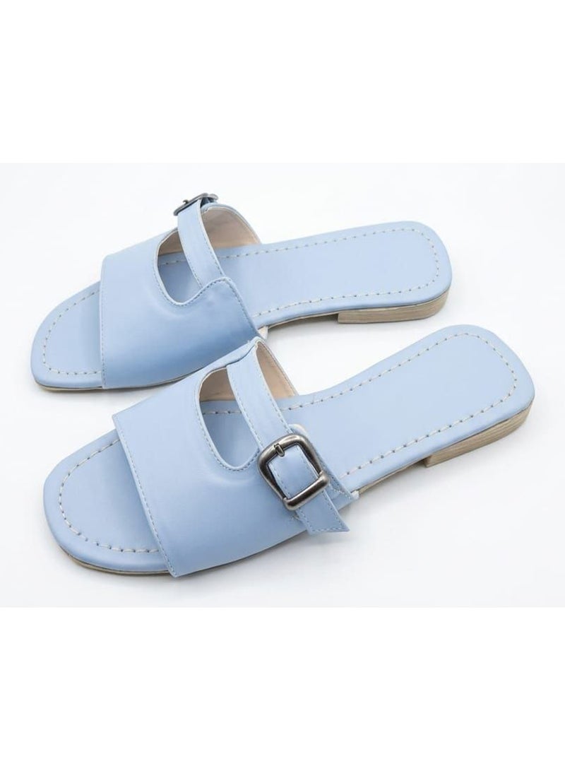 Karisma Flat Squared Toe Slippers With A New Strap Buckle Design - Image 2