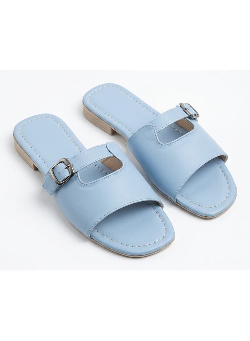 Karisma Flat Squared Toe Slippers With A New Strap Buckle Design - Image 1