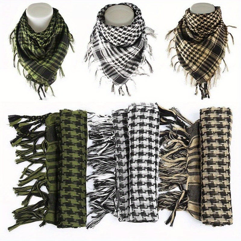 WU Premium Polyester Houndstooth Tactical Desert Scarf - Versatile Unisex Head Wrap - Image 4