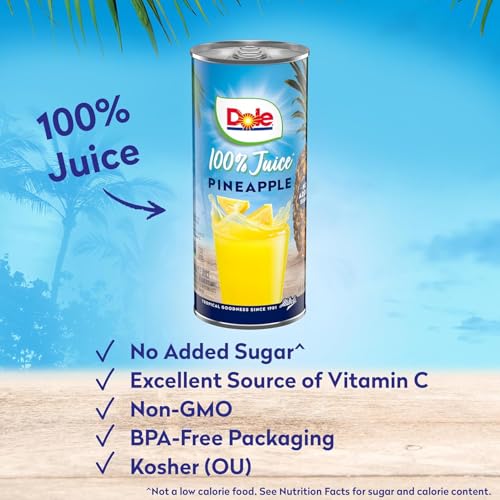 Dole 100 Pineapple Juice No Added Sugar Excellent Source of Vitamin C 100 Fruit Juice Packaging May Vary 80 Fl Oz Pack of 24 - Image 5