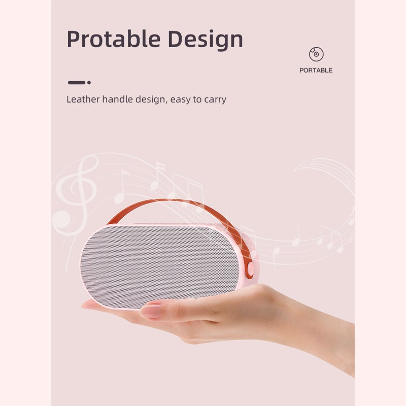 Portable Karaoke Machine 2 Mics Compact & Leather Handle - Advanced BT 5.3 Technology Kids Karaoke Machine for Home Outdoor Parties - Image 3