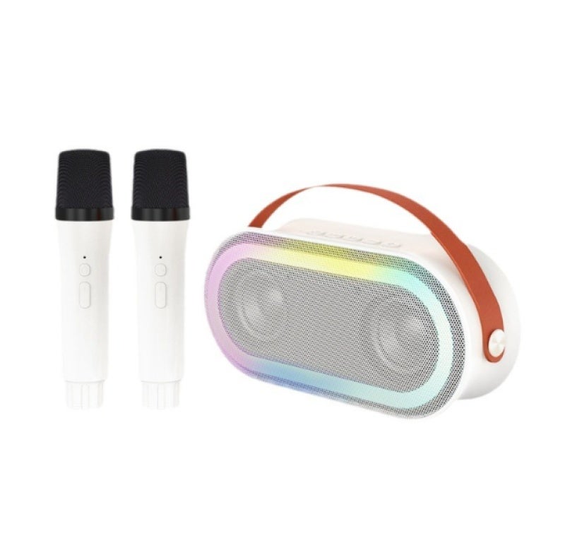 Portable Karaoke Machine 2 Mics Compact & Leather Handle - Advanced BT 5.3 Technology Kids Karaoke Machine for Home Outdoor Parties - Image 1