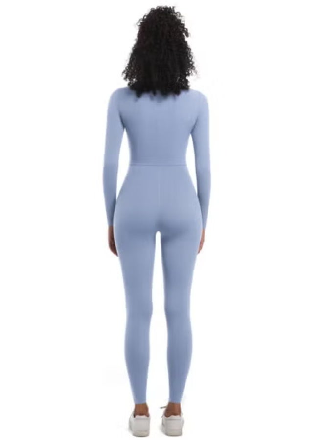 RedMapleTEK European And American Half-Zip Tight Solid Color High Elastic Long Yoga Suit Fitness Running Sports Jumpsuit - Image 2