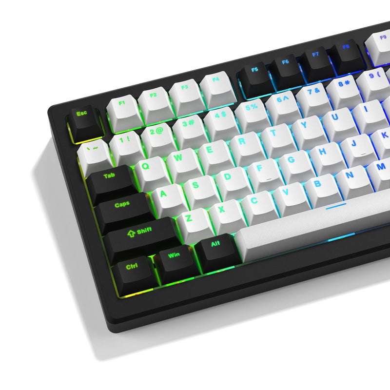 GMKWTL XVX White and Black Keycaps, Shine Through PBT Keycaps Cherry Profile, Custom Key caps Doubleshot 124 Keys Set, Universal Compatiability for 60%, 65%, 75%, 100% Keyboard - Image 1