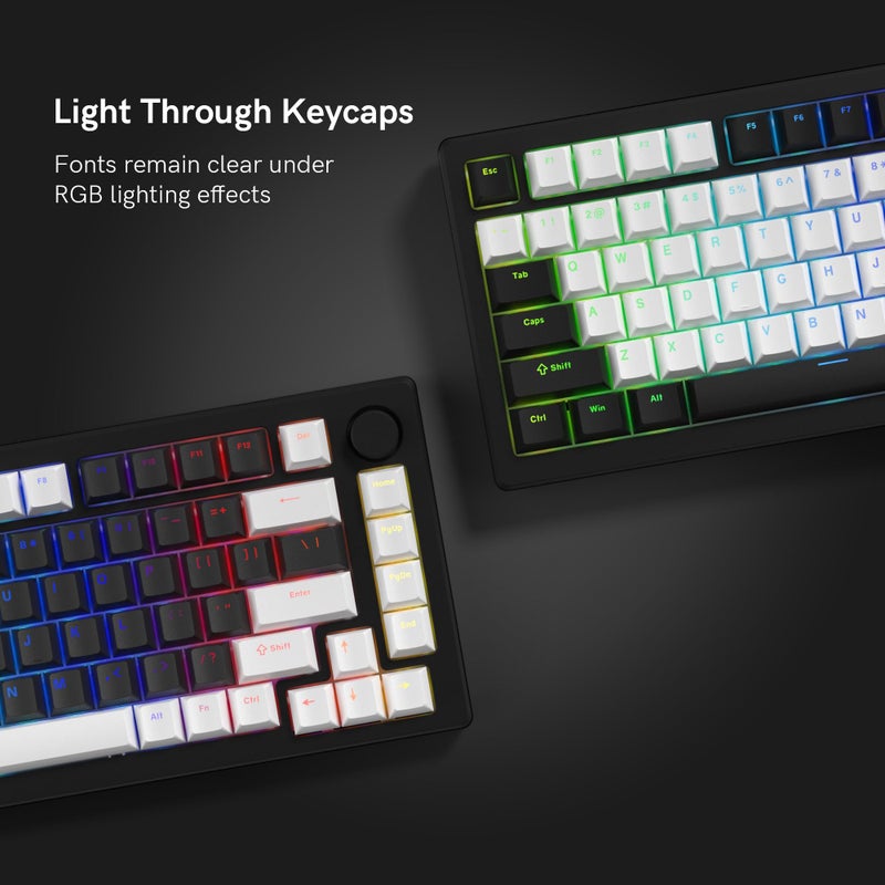 GMKWTL XVX White and Black Keycaps, Shine Through PBT Keycaps Cherry Profile, Custom Key caps Doubleshot 124 Keys Set, Universal Compatiability for 60%, 65%, 75%, 100% Keyboard - Image 5