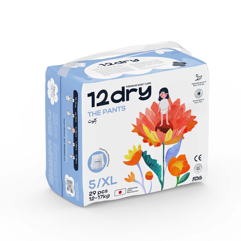 12dry Baby Pants-Premium Baby Care (Size 5/XL, 12-17 kg, 29 count) - Image 1