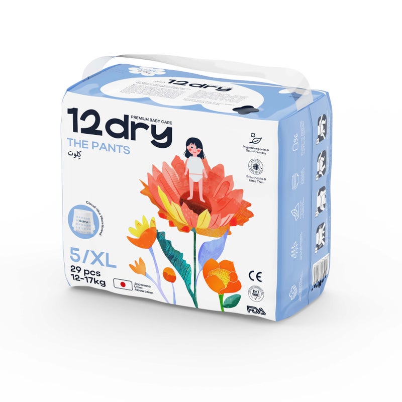 12dry Baby Pants-Premium Baby Care (Size 5/XL, 12-17 kg, 29 count) - Image 2
