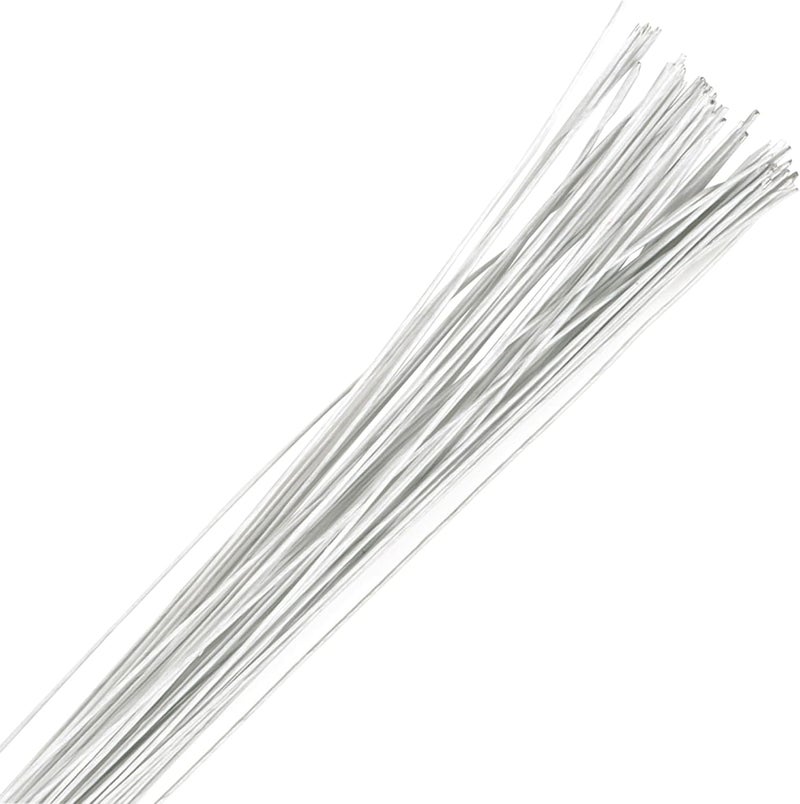 Culpitt 28 Gauge White Florist Wires, Paper Covered Wire For Cake Decorating, Sugar Flowers, Sprays - 36 cm x 50 Pack - Image 1