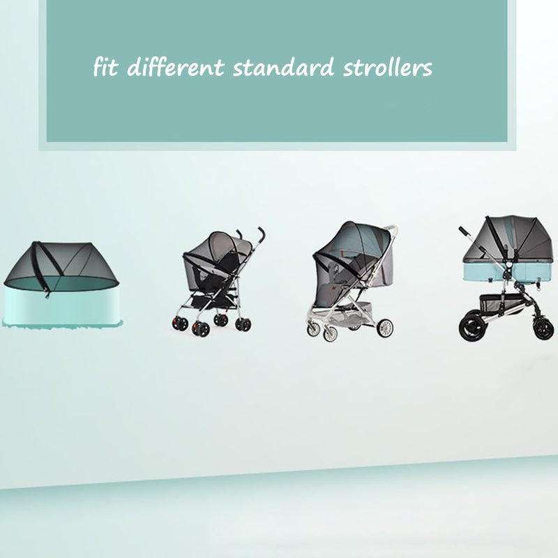 ITODA 2 in 1 Net Baby Stroller Sun Shades with Zipper Window, Universal Mesh Travel Breathable See Through Outdoor Walking Beach Parasol Windproof Protective Cover for Seats, Bassinets and Carriers - Image 5