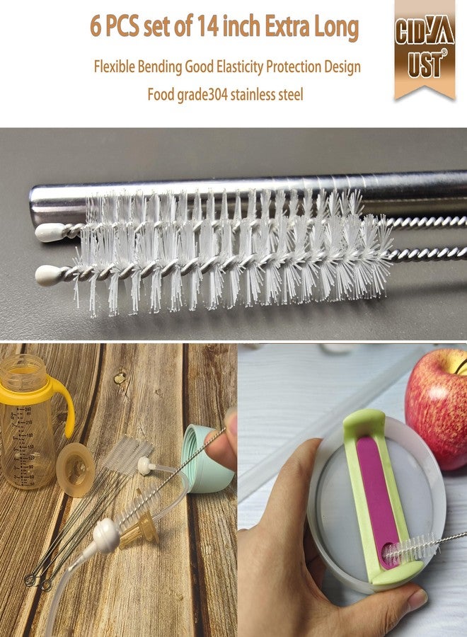 CIDYAUST 2 Pack 12-inch Straw Cleaner Brush, Reusable Metal Handles Straw Cleaner for 40/30/20 oz Stanley Mugs, 12mm Wide Cleaning Brush Suitable for Baby Bottles, Stainless Straw, Glass, Water Bottles - Image 3