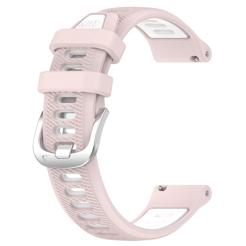 S-TOP For Garmin Forerunner 265 22mm Sports Two-Color Steel Buckle Silicone Watch Band(Pink+White) - Image 2