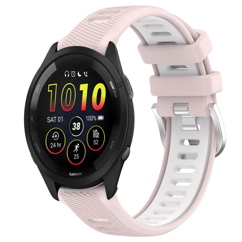 S-TOP For Garmin Forerunner 265 22mm Sports Two-Color Steel Buckle Silicone Watch Band(Pink+White) - Image 1