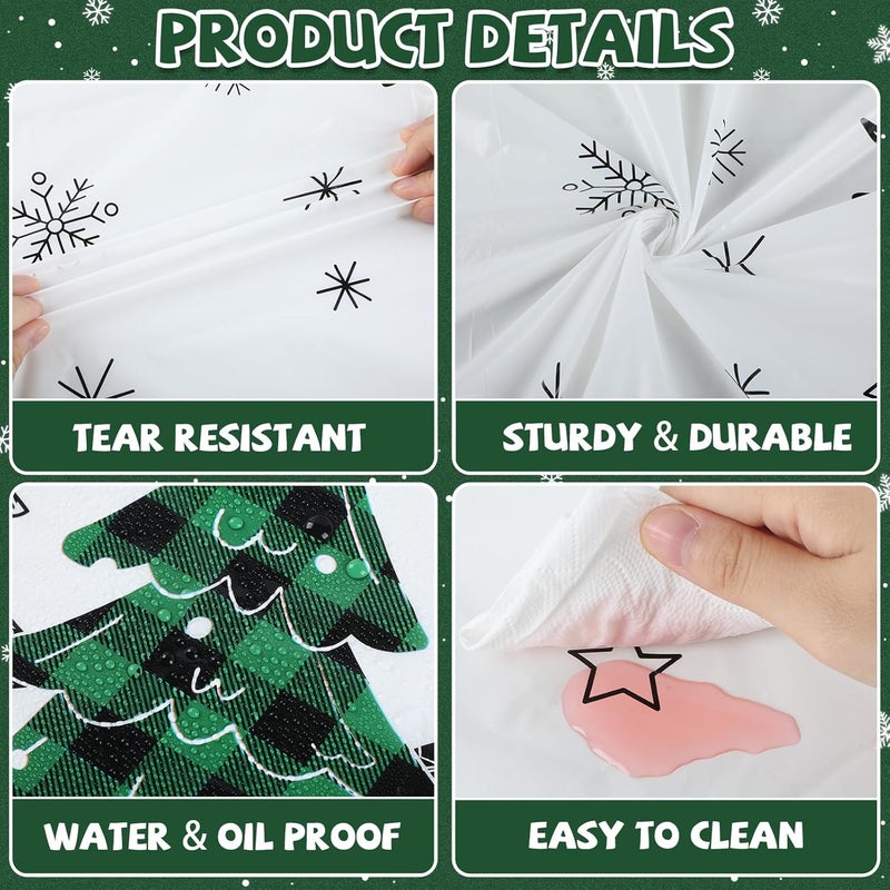 Lonfliness 3Pcs Christmas Disposable Tablecloths Christmas Plastic Table cloth Christmas Tree Buffalo Plaid Snowflake Truck Waterproof Table Cover for Winter Holiday Xmas Birthday Party Supplies Decor 108 x 54In - Image 3