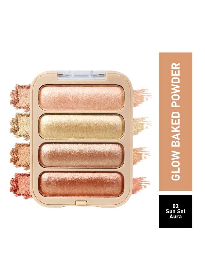 Half N half Glow Baked Highlighter Powder 02 Sunset Aura (8Gm) - Image 3
