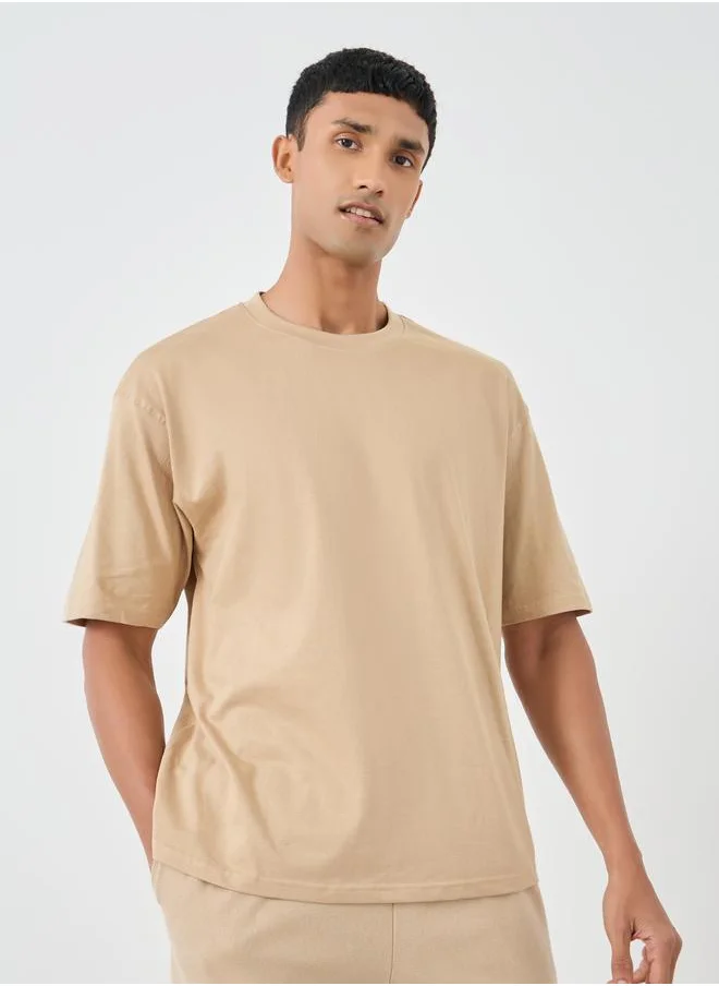 ستايلي Styli Pure Cotton Crew Neck Oversized T-Shirt