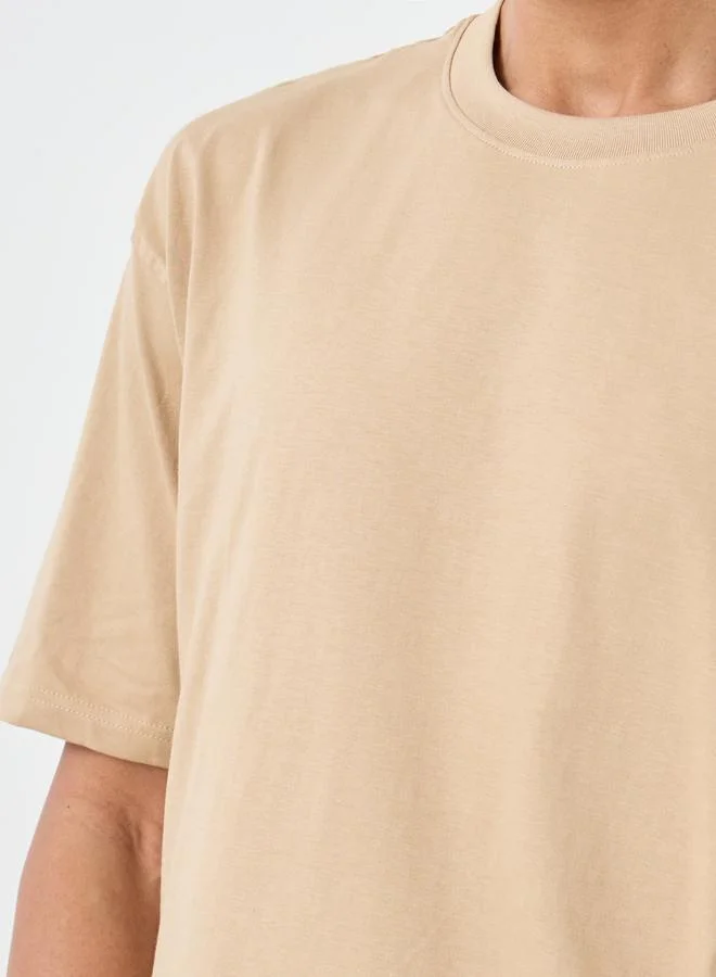Styli Styli Pure Cotton Crew Neck Oversized T-Shirt