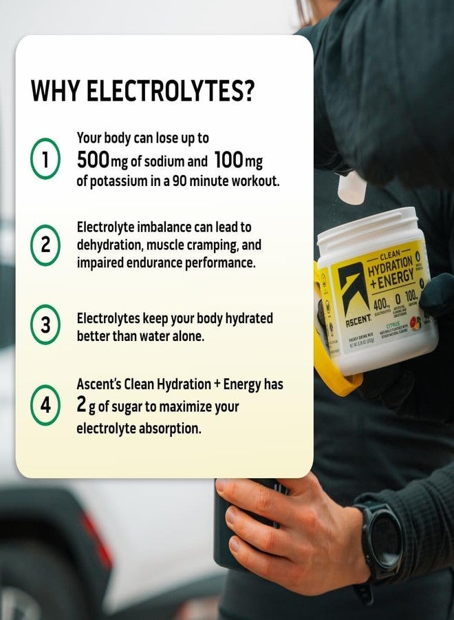 أسينت مسحوق أسينت كلين للترطيب والطاقة والإلكتروليتات - 100 ملغ كافيين، 400 ملغ إلكتروليتات، خالٍ من المكونات الاصطناعية، بنكهة الحمضيات، 40 حصة - Image 5