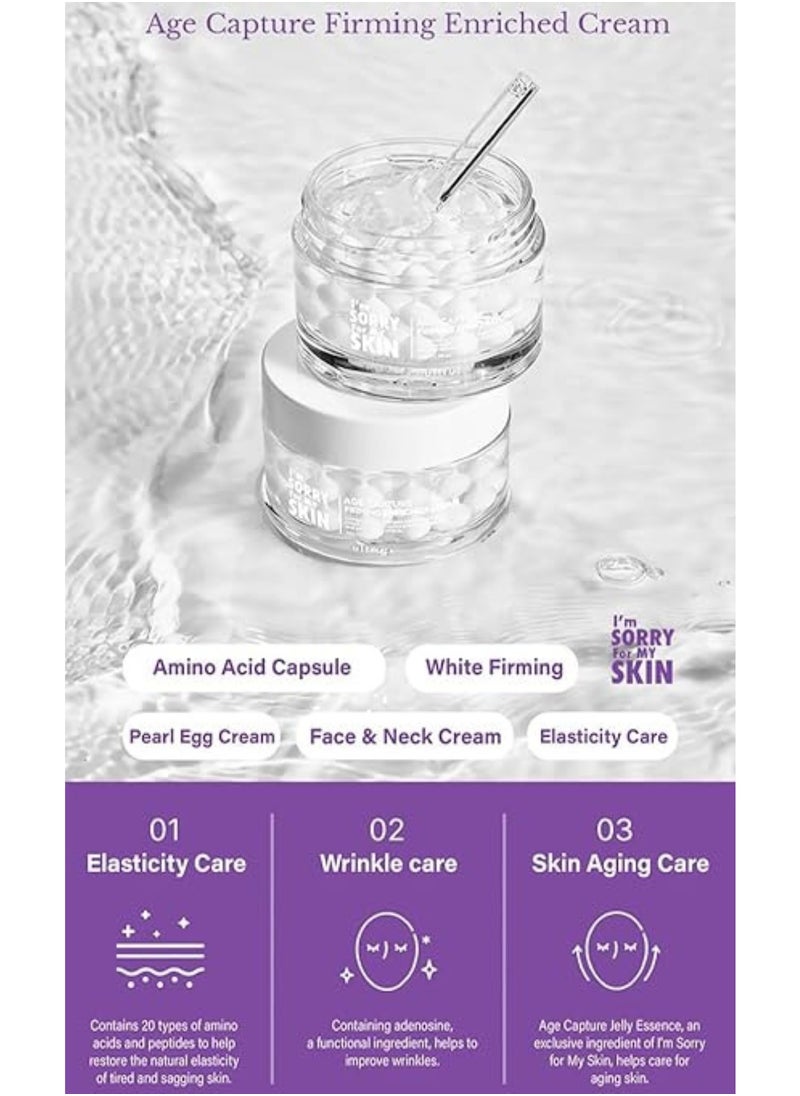 I'm SORRY For MY SKIN - I'M SORRY FOR MY SKIN Age Capture Firming Enriched Cream – Anti-Aging Moisturizer with Enhanced Elasticity – Revitalizing and Nourishing Cream for Youthful Skin, 50g - Image 1