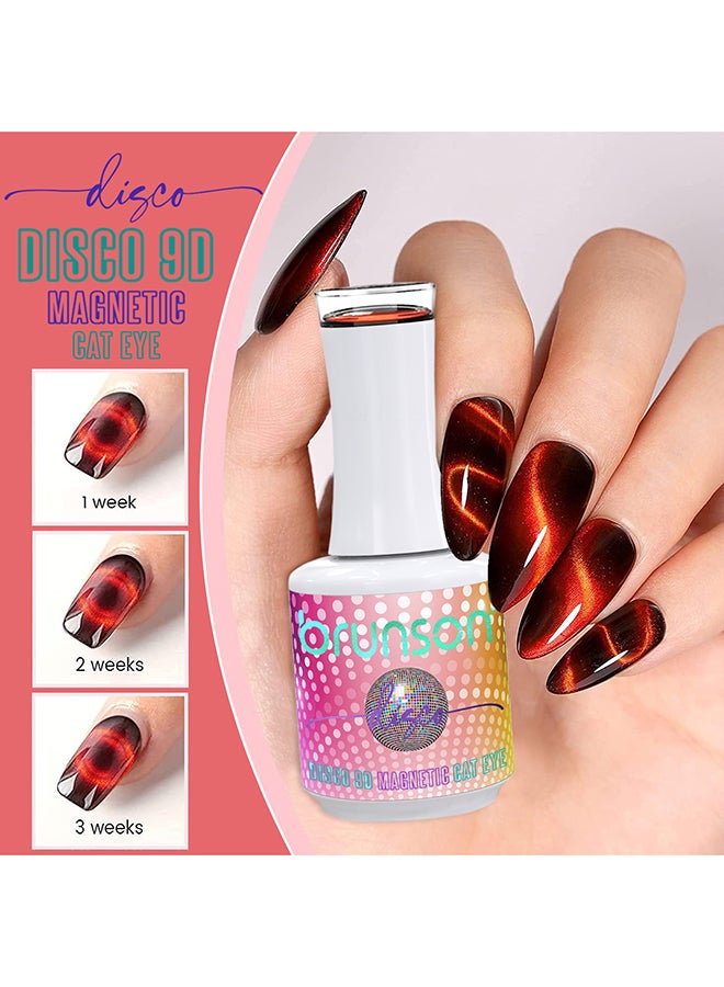 brunson Gel Polish 15ml Disco 9D Magnetic Cat Eye Gel Polish Reflective Sparkly Diamond Gel Effect French Manicure Pedicure Gel Nail Polish Salon Quality Chip Resistant Gel Nail Extensions UV Gel for Nail Art - Image 5