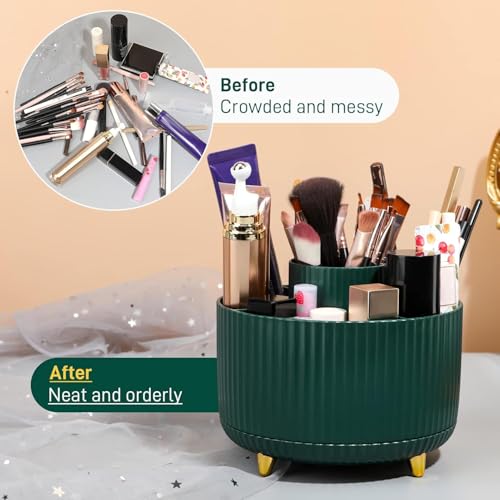 ZODZE 360° Rotate Makeup Brush Holder Organizer, Makeup Organizers Countertop, Makeup Organization and Skincare Storage for Vanity, Desktop, Bathroom (Green) - Image 4