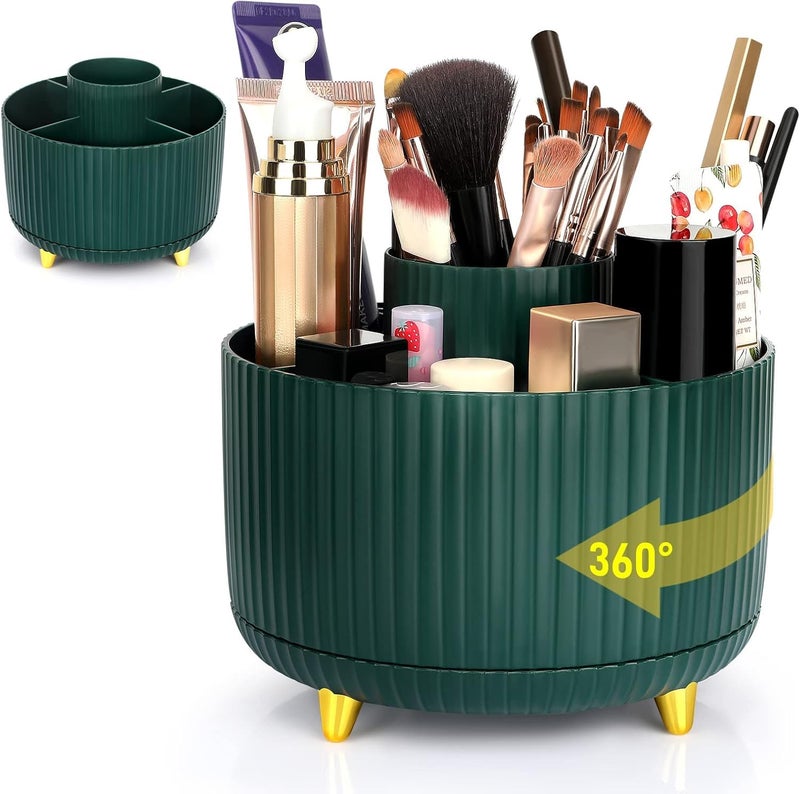 ZODZE 360° Rotate Makeup Brush Holder Organizer, Makeup Organizers Countertop, Makeup Organization and Skincare Storage for Vanity, Desktop, Bathroom (Green) - Image 1