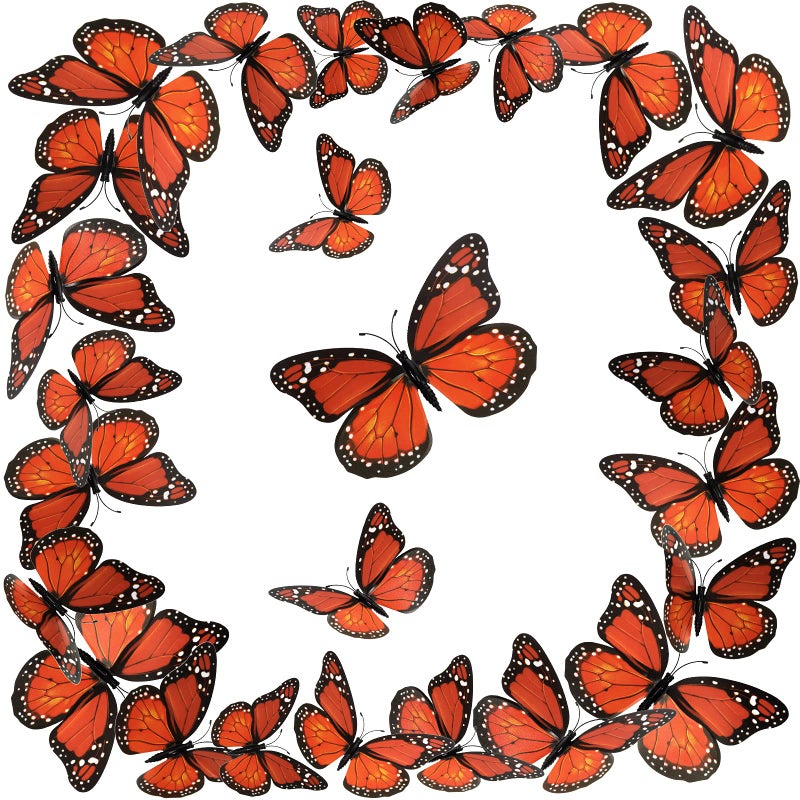 Luinabio Monarch Butterfly Decoration Halloween Fake Butterflies Artificial 3D Monarch Butterfly Wall Decor for Christmas Day of The Dead Party Favors (90 Pieces  4.72 Inch) - Image 1