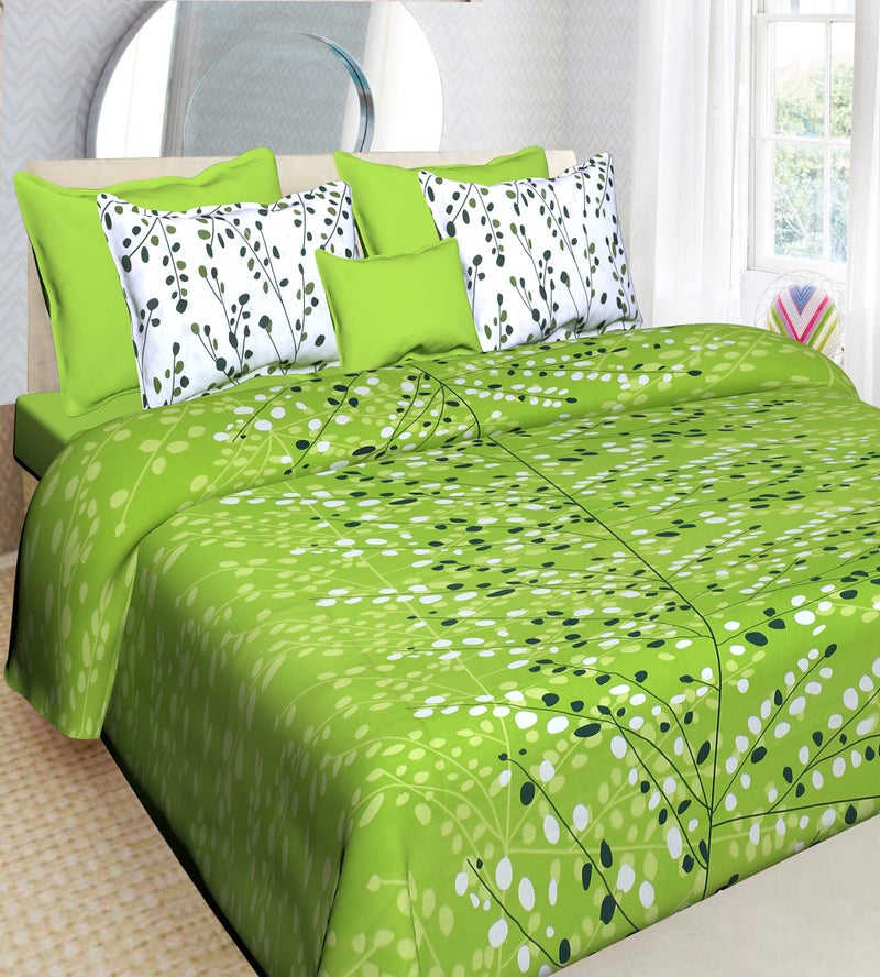 Ealth Kart Premium 100% Cotton Rajasthani Jaipuri Traditional King Size Double Bedsheet with 2 Pillow Covers (Green) - Image 5