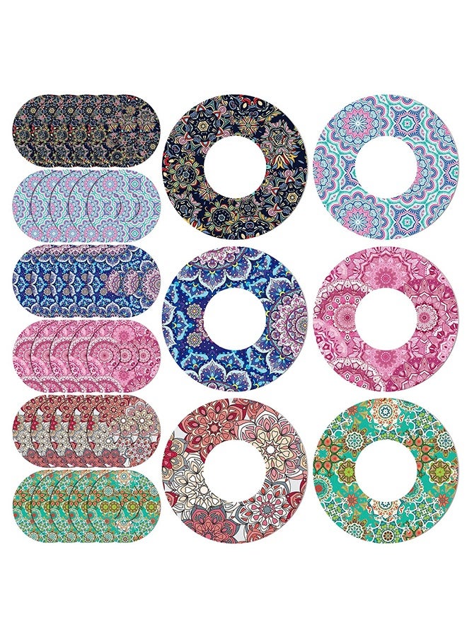 Peachjoy 36 Pack Adhesive Patch for Libre 2 Sensor, with Mandala Floral CGM Patches, Waterproof CGM Covers , Sweatproof Colored Sensor Glucose Monitor Protection Cover Split Backing Tape  - Image 1