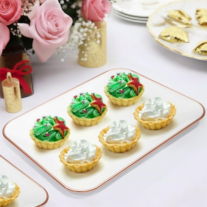 R-kay 3 Pack Rose Gold Plastic Serving Trays for Party - Rose Gold Serving Tray 8 x 11 Inch - Heavy Duty Dessert Trays for Food - Rectangular Party Serving Trays for Entertaining - Image 2