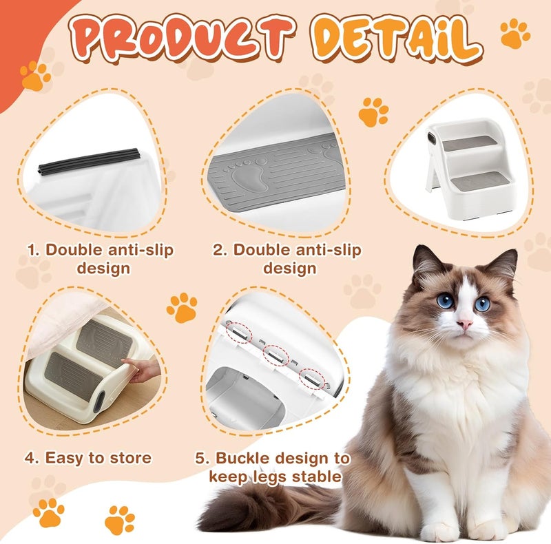 Marsui مارسوي 2 حزمة من منحدر القطط لصندوق القمامة مع حصيرة قمامة قطط 23x35 وحصيرة صندوق غير قابلة للانزلاق لصندوق تلقائي للحيوانات الصغيرة وكبار السن - Image 4