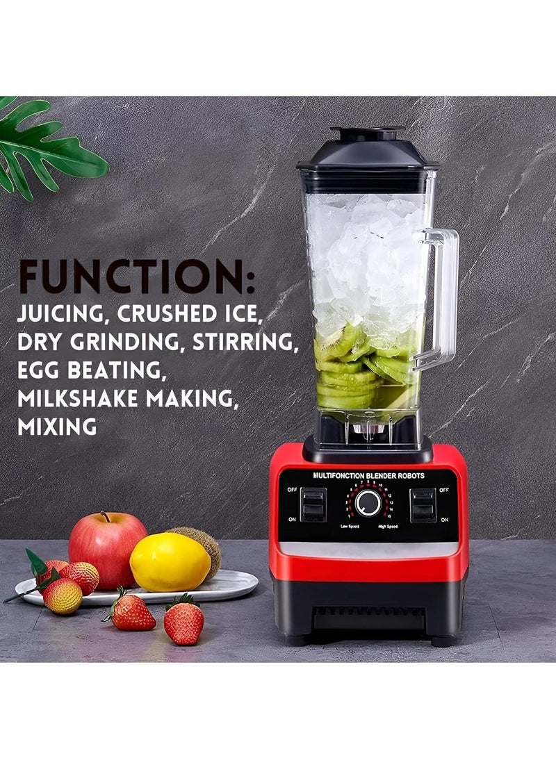 4500W Commercial Blender Juicer 2L Heavy Duty Mixer Grinder 6 Stainless Steel Blades Smoothie Maker Food Processor Ice Crusher Fruit Blender for Shakes Soups Sauces and Grinding - Image 2