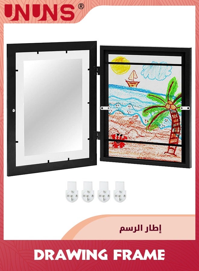 Drawing Frame,8.5"x11" Front Opening A4 For Artwork Display Storage Holder,Kids Artwork Frames Changeable For Kids Artwork,Children Art Projects,Wall Decor,Black