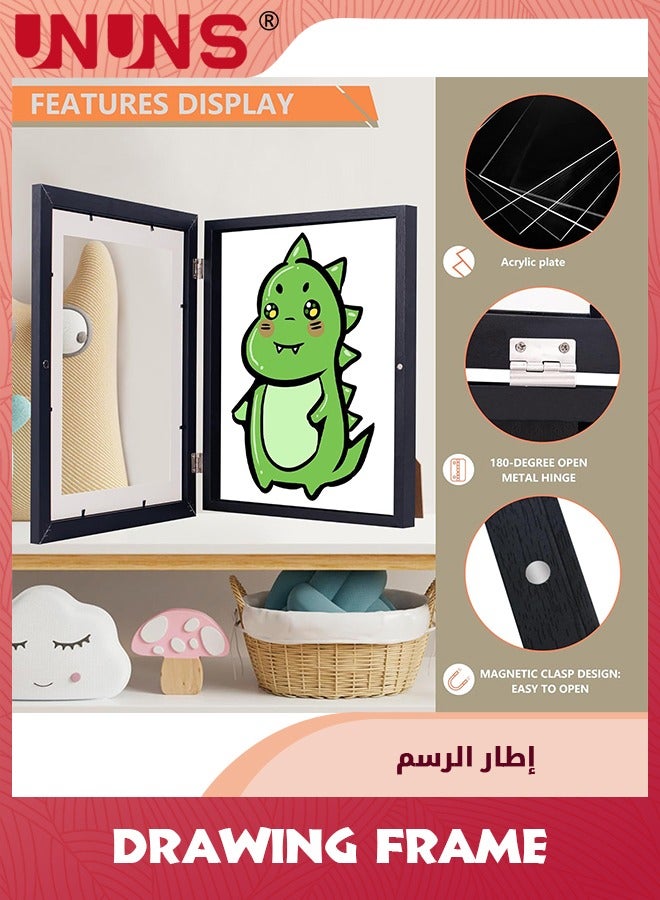 Drawing Frame,8.5"x11" Front Opening A4 For Artwork Display Storage Holder,Kids Artwork Frames Changeable For Kids Artwork,Children Art Projects,Wall Decor,Black