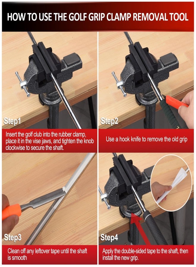 ArlinaL Golf Club Regripping Kit, Golf Club Grip Vise Clamp, Universal Table Vise Golf Shaft Clamp - Image 3