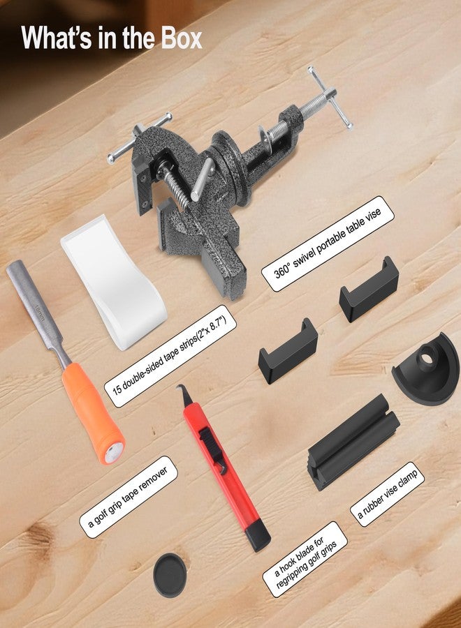 ArlinaL Golf Club Regripping Kit, Golf Club Grip Vise Clamp, Universal Table Vise Golf Shaft Clamp - Image 2