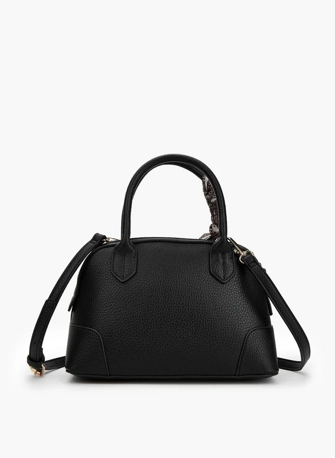 Celeste Solid Tote Bag with Double Handle and Scarf Accent