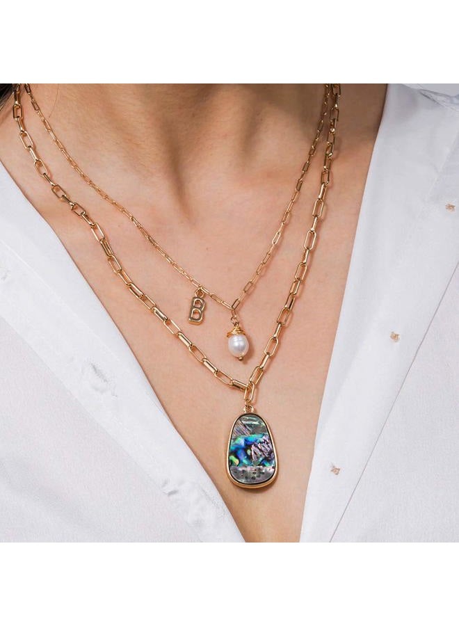 FXmimior Bohemian 2 Tier Gold Simple Punk Layered Necklace Dainty Coin Beaded Chain Pearls Pendant Long Necklaces Jewelry for Women - Image 1