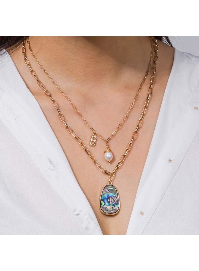 FXmimior Bohemian 2 Tier Gold Simple Punk Layered Necklace Dainty Coin Beaded Chain Pearls Pendant Long Necklaces Jewelry for Women - Image 2