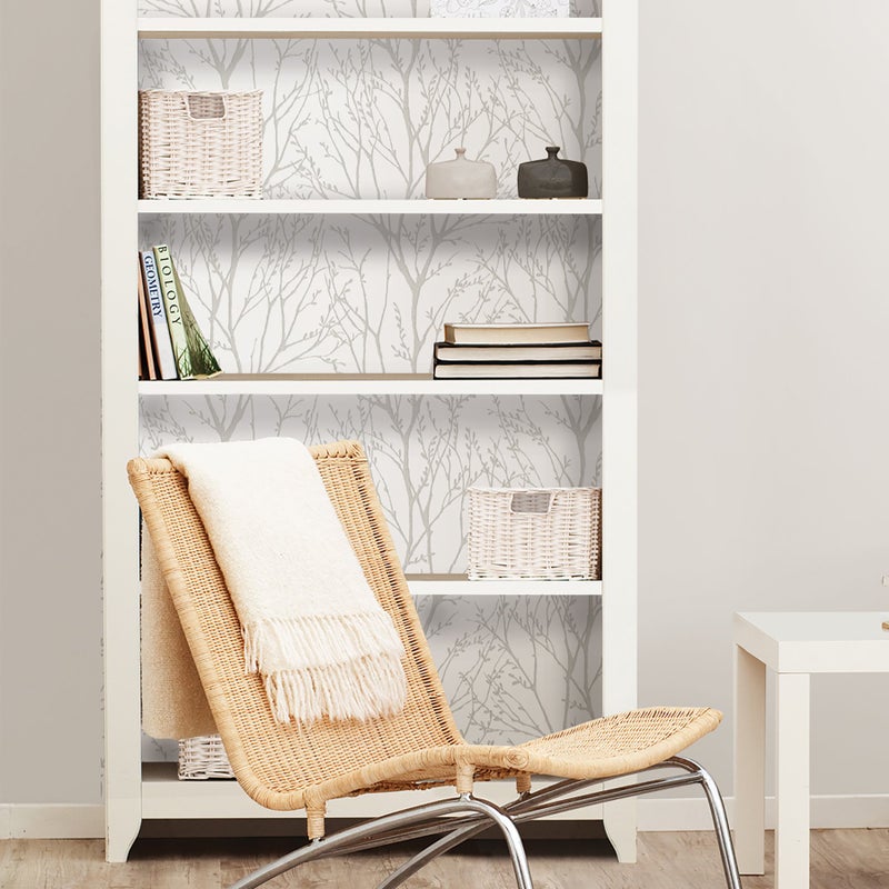 NuWallpaper NU2394 Treetops Peel Stick Wallpaper, White & Off-White - Image 3