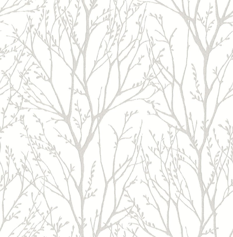 NuWallpaper NU2394 Treetops Peel Stick Wallpaper, White & Off-White - Image 1