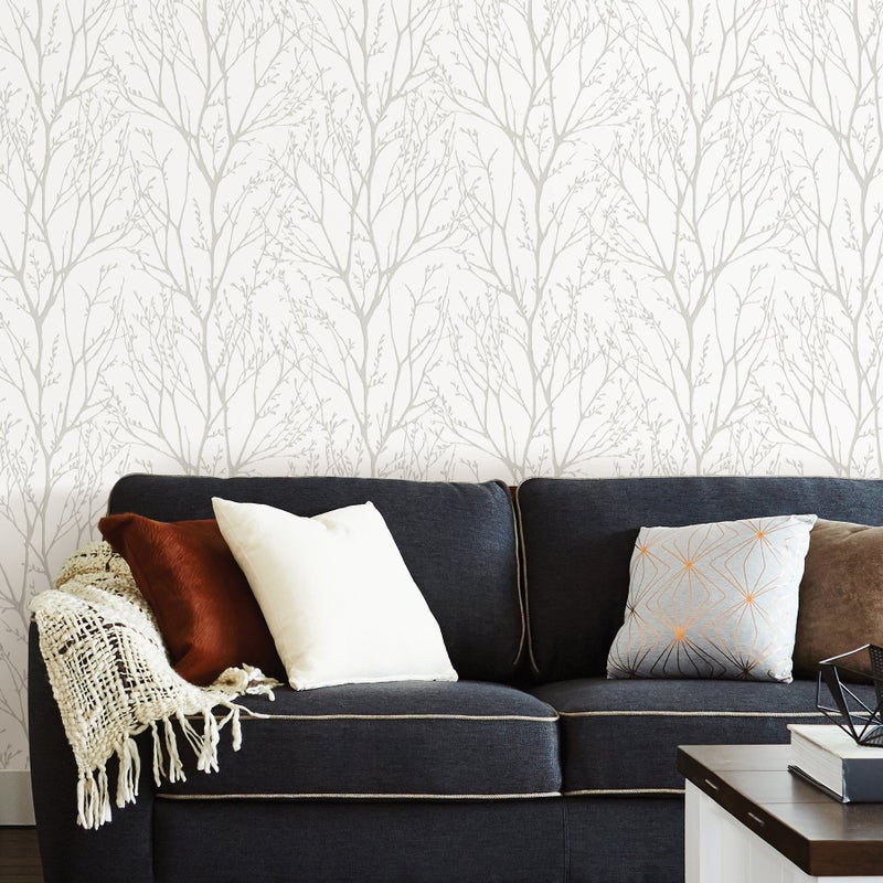 NuWallpaper NU2394 Treetops Peel Stick Wallpaper, White & Off-White - Image 2