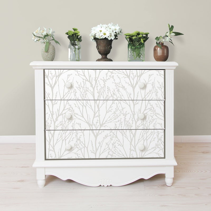 NuWallpaper NU2394 Treetops Peel Stick Wallpaper, White & Off-White - Image 4