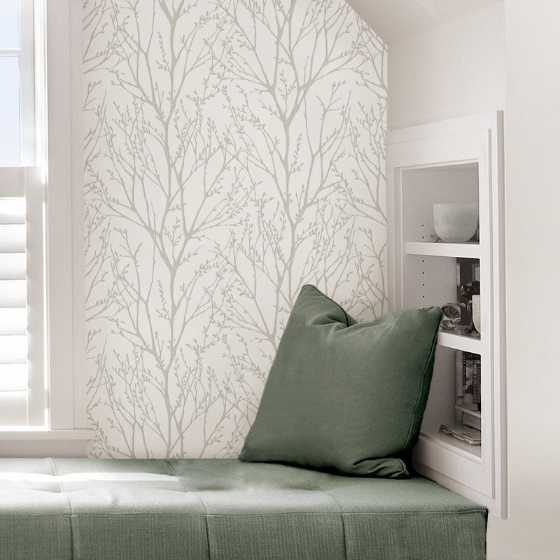 NuWallpaper NU2394 Treetops Peel Stick Wallpaper, White & Off-White - Image 5
