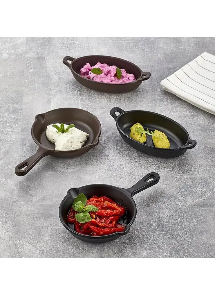 KULSAN - Melamine appetizer plate in the shape of a matte brown frying pan - Image 1