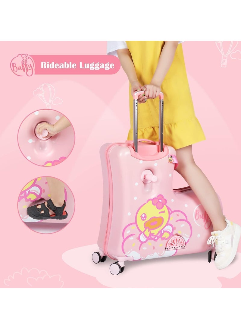 BLOOMING TIME Ride-On Kids Luggage Buffy Duck Pink - Image 4