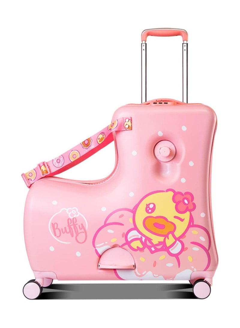 BLOOMING TIME Ride-On Kids Luggage Buffy Duck Pink - Image 1