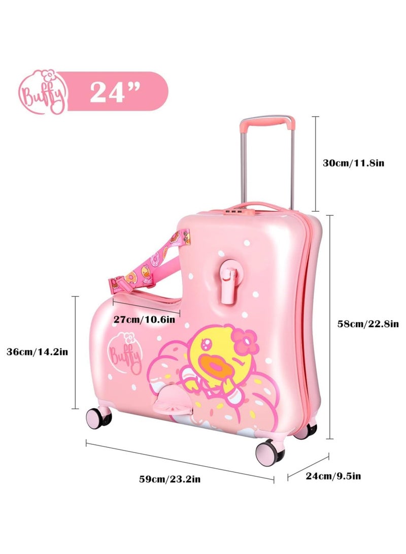 BLOOMING TIME Ride-On Kids Luggage Buffy Duck Pink - Image 2