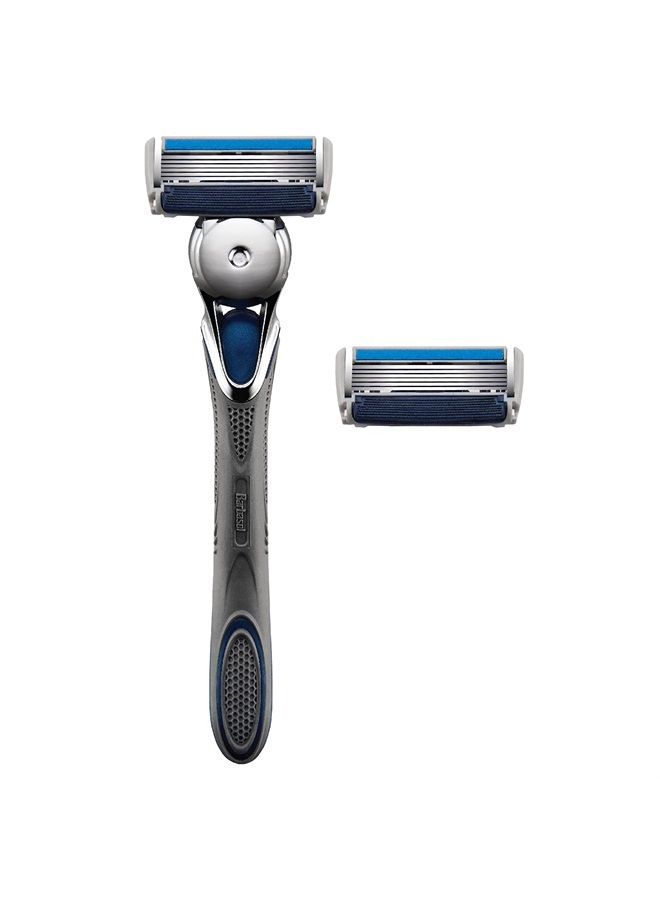 Barbasol Ultra 6 Plus Men's Razor with 2 Razor Blade Refills (1 Handle + 2 Cartridges), Mens Razors/Blades