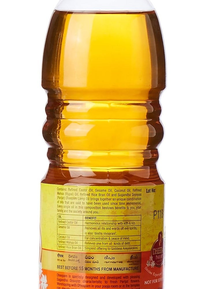 Dheepam Parijat Lamp Oil, 500ml Pet Bottle - Image 2